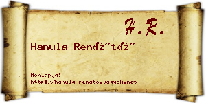 Hanula Renátó névjegykártya